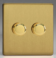 European 2 Way Push On/Off Rotary LED Dimmer - Brushed Brass product image