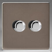 European 2 Way Push On/Off Rotary LED Dimmer - Pewter product image
