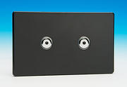 2 Gang 2 Way 600w Master Remote Control Dimmer (Twin Plate) - Piano Black