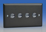 4 Gang 6A 2 way Impulse Push On/ Off Light Switch  - Graphite