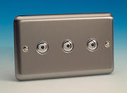3 Gang 2 Way 400w IQ Master Remote Touch Dimmer Switch - Brushed Chrome