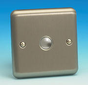 1 Gang 6A 2 way Impulse Push On/ Off Light Switch - Brushed Chrome