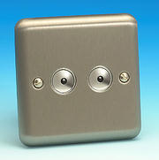 2 Gang 2 Way 250w IQ Master Remote Touch Dimmer Switch - Brushed Chrome