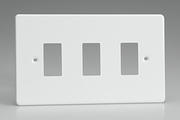 3 Gang Grid Plate - White