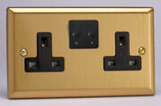 Varilight - 13 Amp 2 Gang Twin WiFi Switched Socket - Classic Brushed Brass/Black - Tuya product image