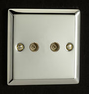 Twin TV - FM Coaxial Aerial Socket - Chrome