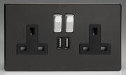 Piano Black - 2 Gang 13A Sockets + 2 x USB outlets product image