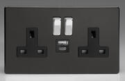 Piano Black - 2 Gang 13A Sockets + 2 x USB outlets product image 2