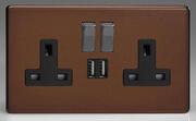 Mocha - Screwless - 2 Gang 13A Unswitched Socket + 2 x USB outlets product image