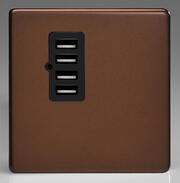 Mocha Flat Plate - Quad USB Charger Outlet product image
