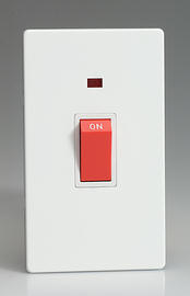 45 Amp DP Switch + Neon (Vertical Twin Plate) - Premium White