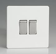 2 Gang Intermediate Light Switch - Premium White