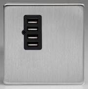Brushed Stainless Steel - Quad USB Charger Outlet product image