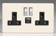 Varilight - USB Sockets - Primed - Black/Chrome product image 2