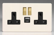 Varilight - USB Sockets - Primed - Black/Brass product image 2