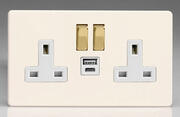 Varilight - USB Sockets - Primed - White/Brass product image