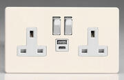 Varilight - USB Sockets - Primed - White/Chrome product image 2