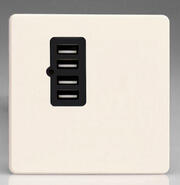 Screwless Primed - Black - 1 Gang Quad USB Charger Outlet 5V Dc 4.8A product image