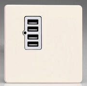 Screwless Primed - White - 1 Gang Quad USB Charger Outlet 5V Dc 4.8A product image