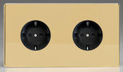 European Sockets with Schuko Earth - Polished Brass product image