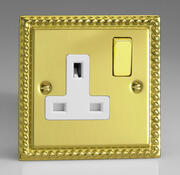 Georgian Brass - Switched Sockets with White/Brass Inserts product image 2