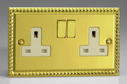 Georgian Brass - Switched Sockets with White/Brass Inserts product image