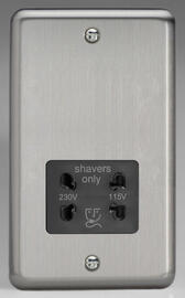 Matt Chrome - Dual Voltage Shaver Socket - Black Insert product image