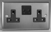 Varilight - 13 Amp 2 Gang Twin Switched Socket (Tuya/Smartlife) - Brushed Steel - Black product image