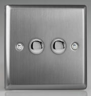Varilight - Brushed Stainless Steel - 6A 1 Way Push to Make Momentary Switches product image 2