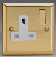 Victorian Brass - 13 Amp DP Switched Socket - White/Brass Inserts product image 2