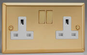 Victorian Brass - 13 Amp DP Switched Socket - White/Brass Inserts product image