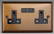 Varilight Bronze - 2 Gang 13A Socket + 2 x USB outlets product image 3