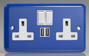 The Rainbow Range Switched Socket + 2 x USB - Reflex Royal Blue product image