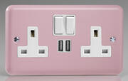 The Rainbow Range Switched Socket + 2 x USB - Rose Pink product image