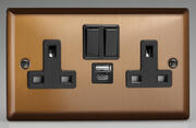 Varilight Bronze - 2 Gang 13A Socket + 2 x USB outlets product image 2