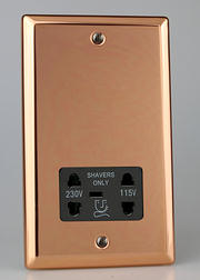 Brushed Copper - Dual Voltage Shaver Sockets 115/230v product image