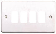 4 Gang Edge Grid Plus Plate - Brushed Stainless Steel