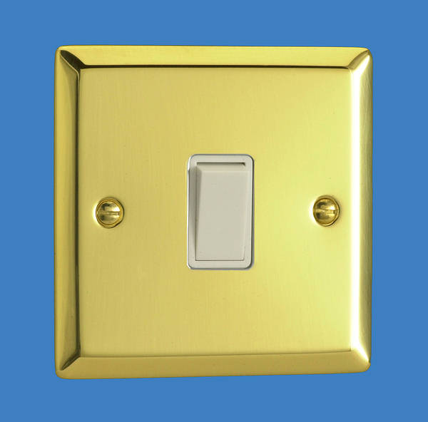 1 Gang Intermediate Light Switch - Victorian Brass - White Insert