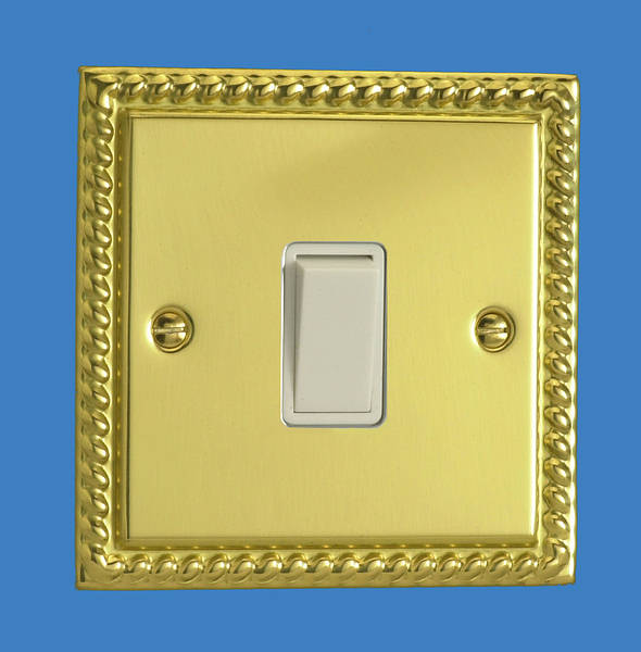 1 Gang 2 Way Light Switch Brass White Insert