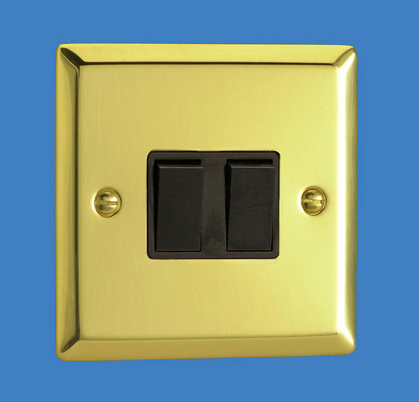 2 Gang 2 Way Light Switch Victorian Brass