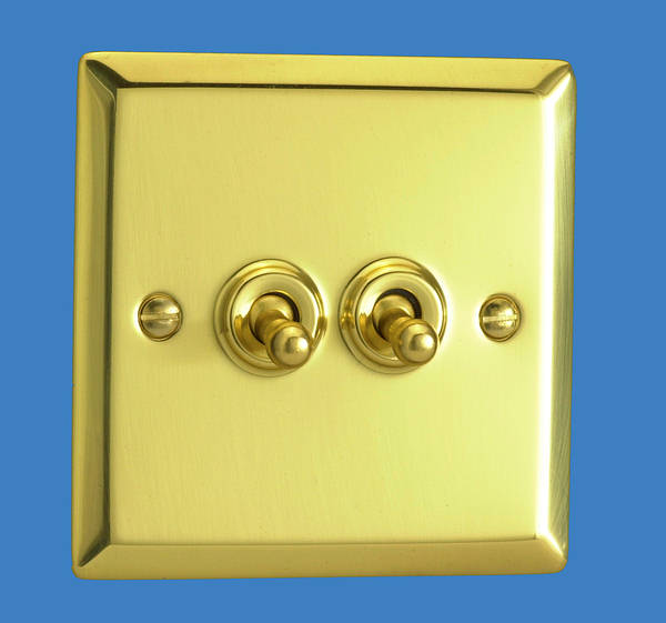 2 Gang 2 Way Toggle Light Switch Victorian Brass