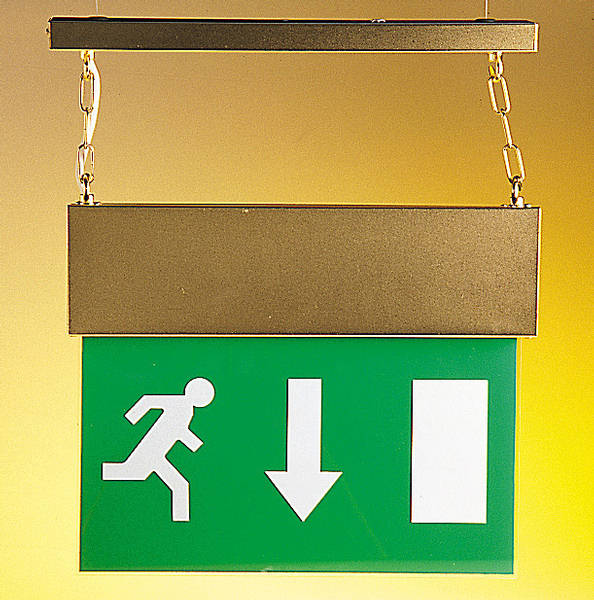 emergency exit sign. An emergency exit sign gives a