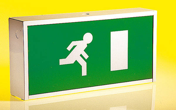 emergency exit sign. An emergency exit sign gives a