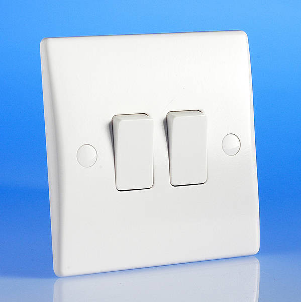 2 Gang 2 Way Light Switch - White