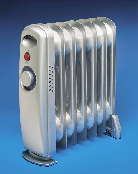 700w Silver Mini Oil Filled Electric Radiator + Thermostat
