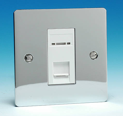 1 Gang RJ45 CAT5E Data Socket - Chrome