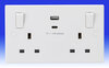 13A 2 Gang SP Switched Socket c/w USB A&C 24W  - White