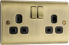 13A 2 Gang DP Switched Socket - Nexus - Antique Brass