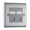 All 2 Gang RJ45 Data Sockets - Brushed Chrome product image