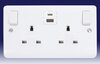 13A 2 Gang Switched Socket - Type A&C USB - White